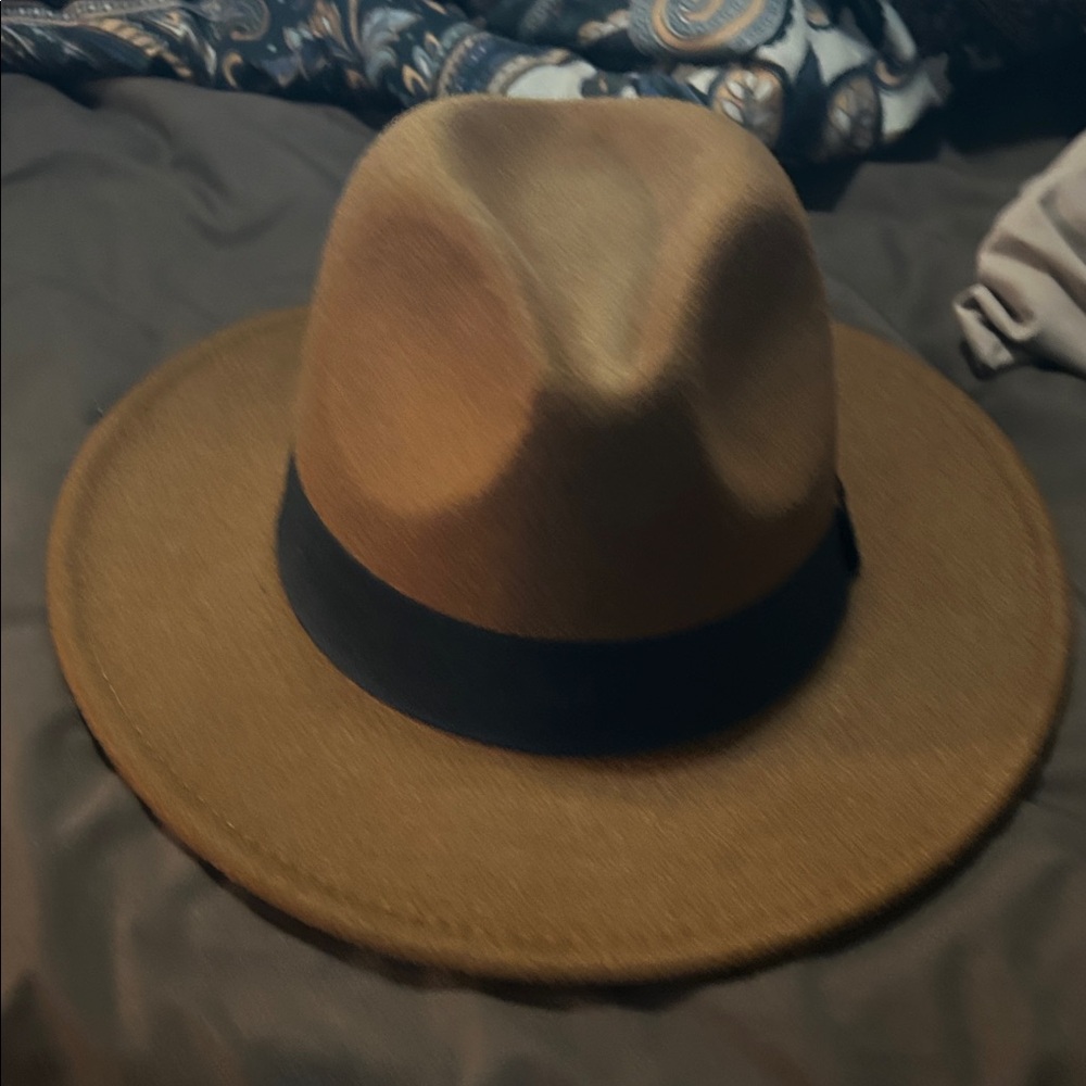 Brown Fedora Hat with Black Band